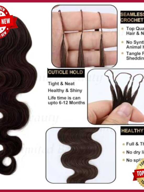 Human Hair Extensions 16in Wavy 2 Pack Knotless Pre-Separated